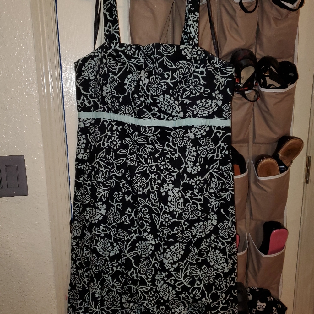 Black and teal pinup style dress